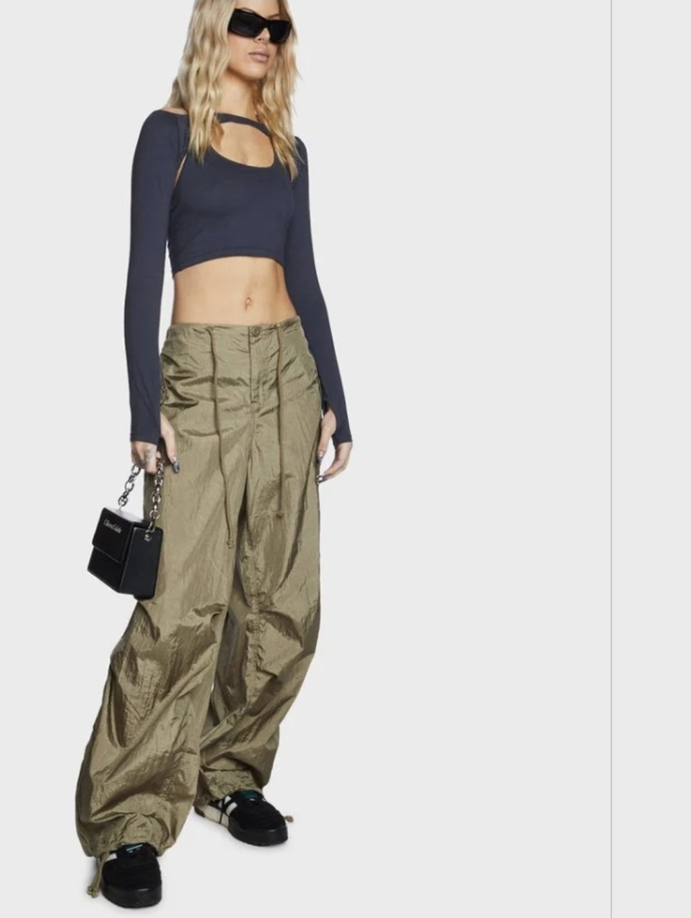 Motel Rocks Greenish Taupe Cargo Pants 'SoldOut On Dolls Kill Size Med PARACHUTE